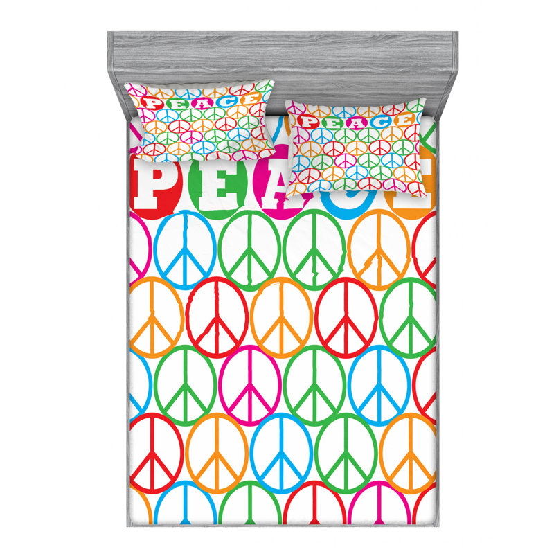 Microfiber Geometric Sheet Set, Full Sheet Set with Fitted Sheet