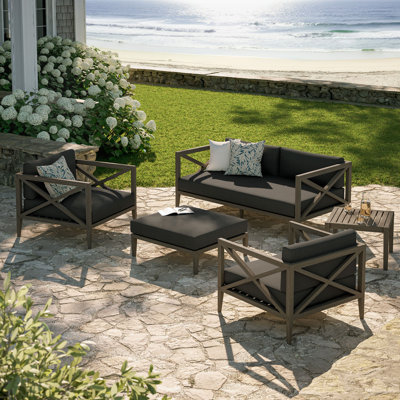 Northlake 5-Piece Outdoor Teak Wood Furniture Set In Flint Gray
