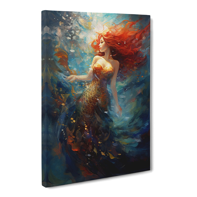 Mermaid Abstract Art No.2 - Wrapped Canvas, 60cm H x 40cm W x 3cm D
