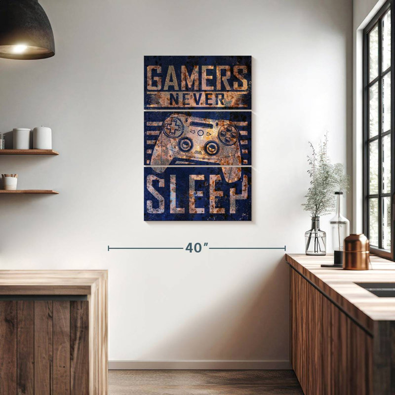 Senne Gamers Never Sleep Typography, 38" H x 24" W