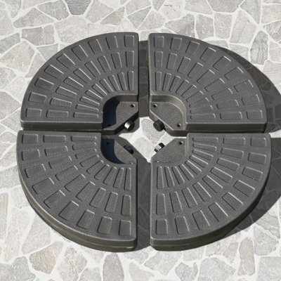 Cantilever Umbrella Base , 4 Pieces, Fan Shaped Robust Resilient Weight, Handles Attached, Material, 148 Lbs Water Or 220 Water/Sand, Coffee Patio Stable Incorporated, Hard-Wearing,