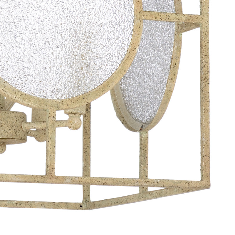 Aged White Mini Chandelier with Clear Crackle Glass