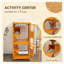 Grande maisonnette pour chat avec boîte de repos surélevée, Catio en bois 71 po avec toit en asphalte, abri pour chat intérieur et extérieur sur roulettes, pour 1 à 3 chats, orange-116225403