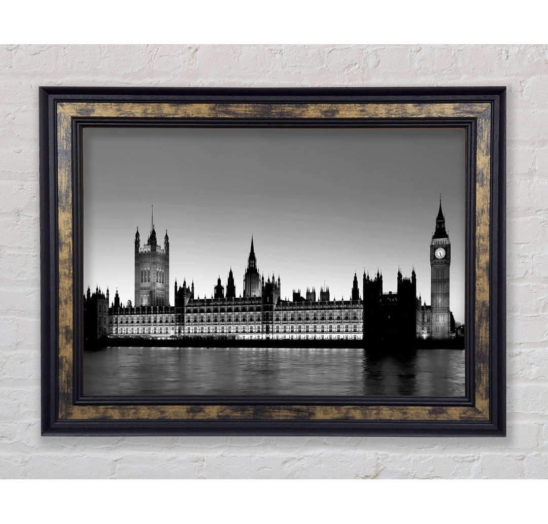 London Houses Of Parliament B N W - Einzelne Bilderrahmen Kunstdrucke