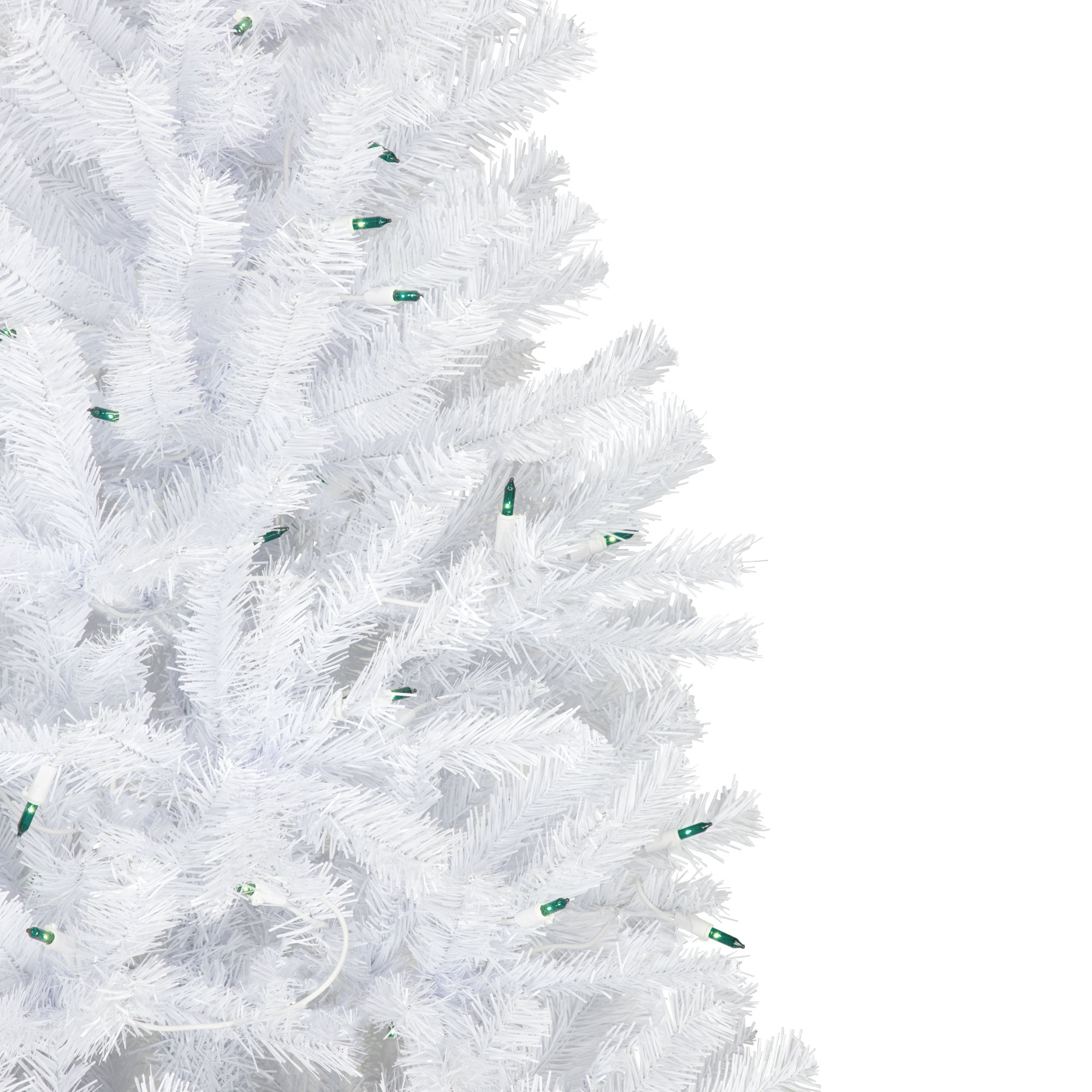 6.5' Pre-Lit Slim Geneva White Spruce Artificial Christmas Tree, Green Light
