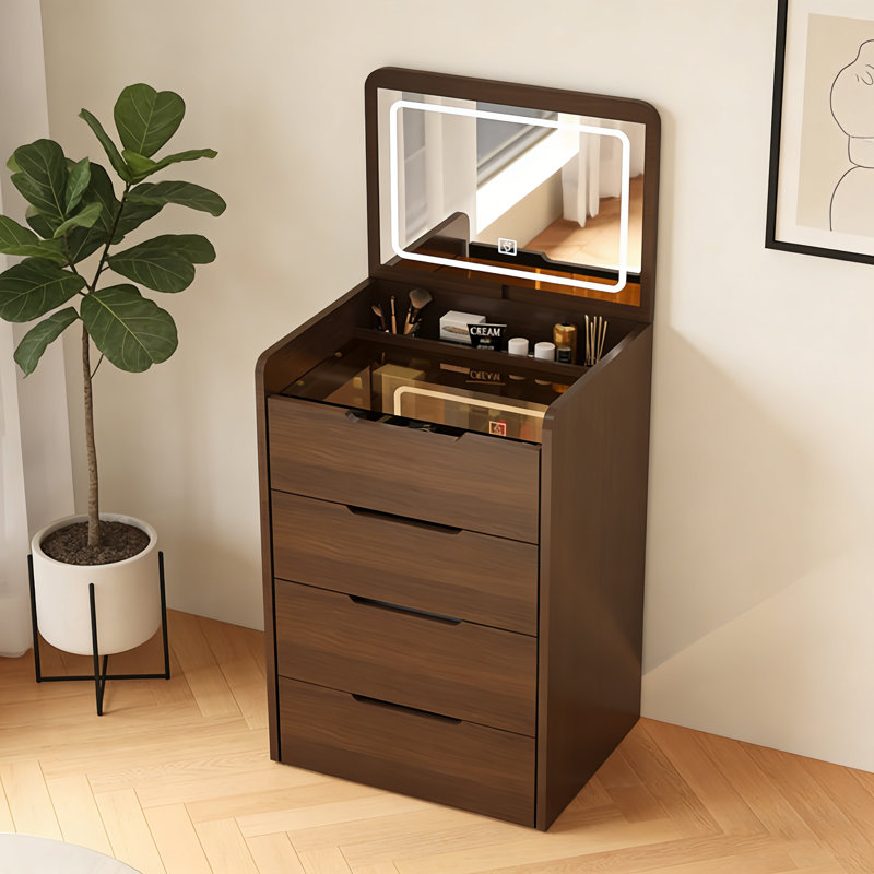 60Cm 3-In-1 Vanity Desk With Flip-Top Mirror, Makeup Vanity Set With Glass Tabletop & 3 Drawers, Compact Dressing Table For Bedroom & Home