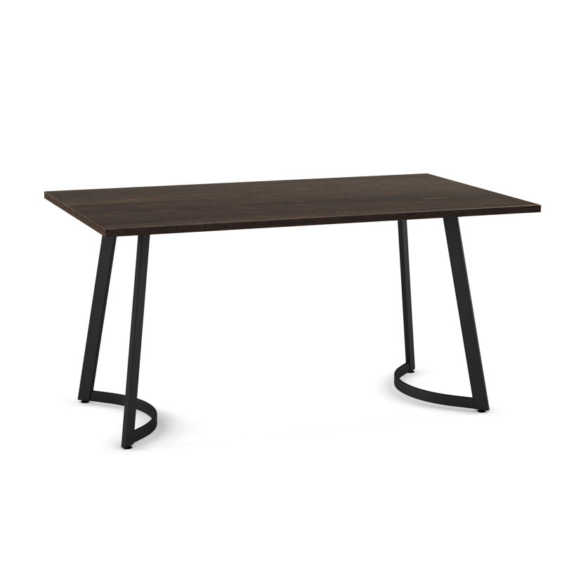 36" W x 60" L Dining Table, Dark Gray Brown Top/Bronze Base