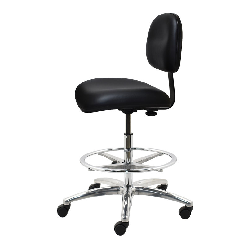 Inbox Zero Luiza Vinyl Drafting Chair, Noir