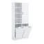 Armoire de rangement autoportante pour salle de bain avec portes et tiroirs - Panier à linge inclinable, tablettes réglables et ouvertes pour une organisation multi-espaces