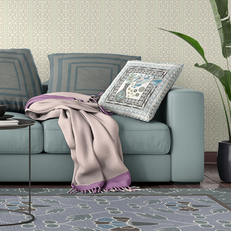 Coussin décoratif à motif floral 20 po x 20 po, Gris / blanc