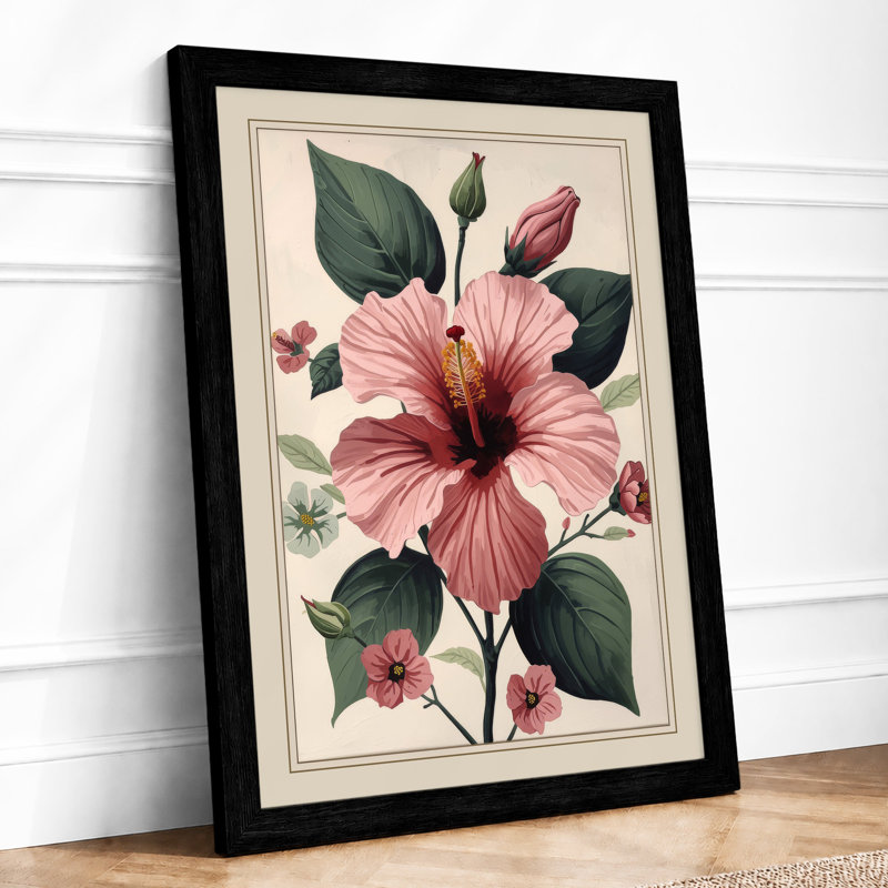 Hibiscus Study Botanical - Framed Print, A1 - 84.1 x 59.4 cm, Black