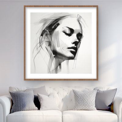 Traits féminins - Figuratif noir encadré