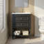 Meuble-lavabo rétro 24 po avec lavabo en céramique et tablette ouverte, armoire de rangement 2 tiroirs-1001164455