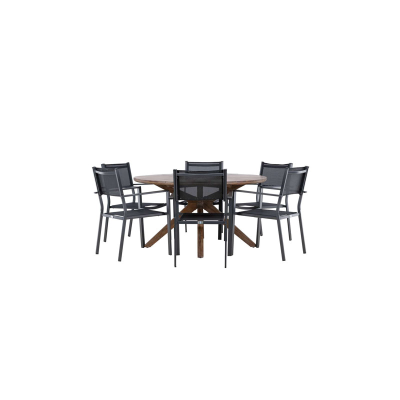 Kluesner 6 - Person Patio Dining Set with Round Table, Black