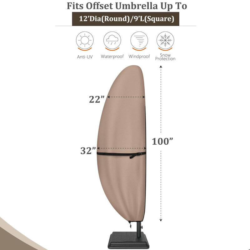 Patio Umbrella Cover Fits 9-12ft Cantilever Umbrella