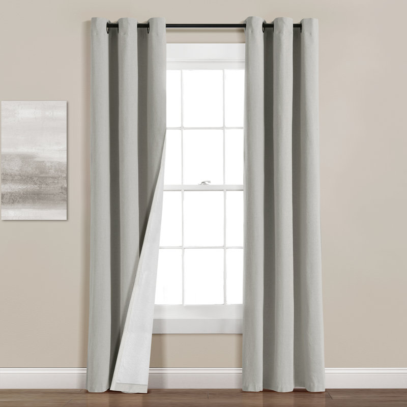 Light Gray Linen Blackout Grommet Window Curtain Panel 38" x 84"