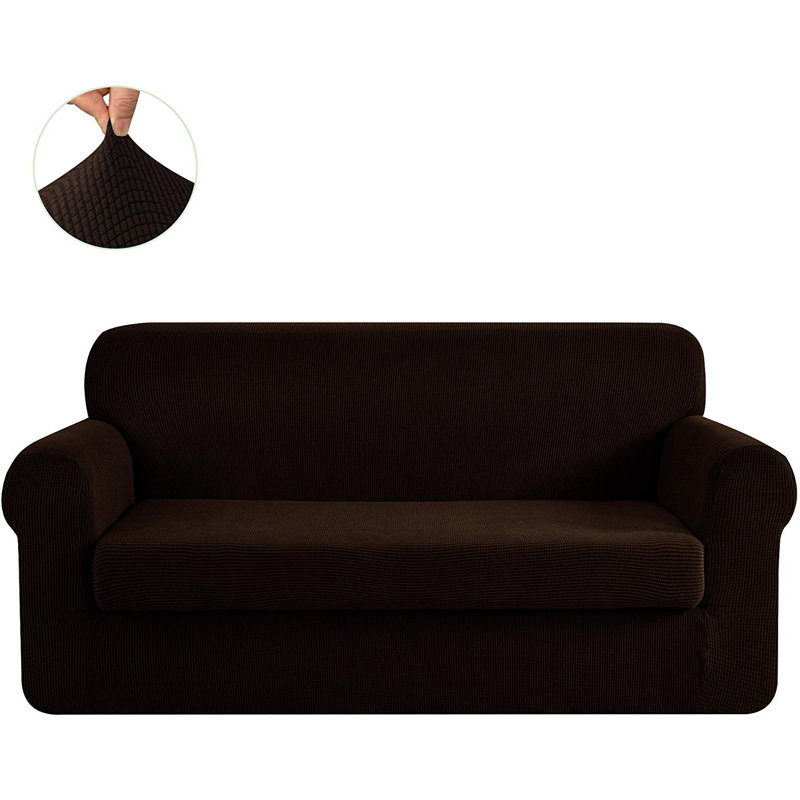 Housse pour canapé à coussins carrés / rectangulaires Dlerfeut, Mélange de polyester chocolat, 41" H x 92" W x 42" D