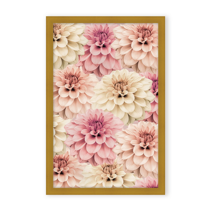 Nature Inspired Dahlia by  - Picture Frame Graphic Art on Paper, 24" H x 16" W x 1.125" D, Framed Matted Print, Beige