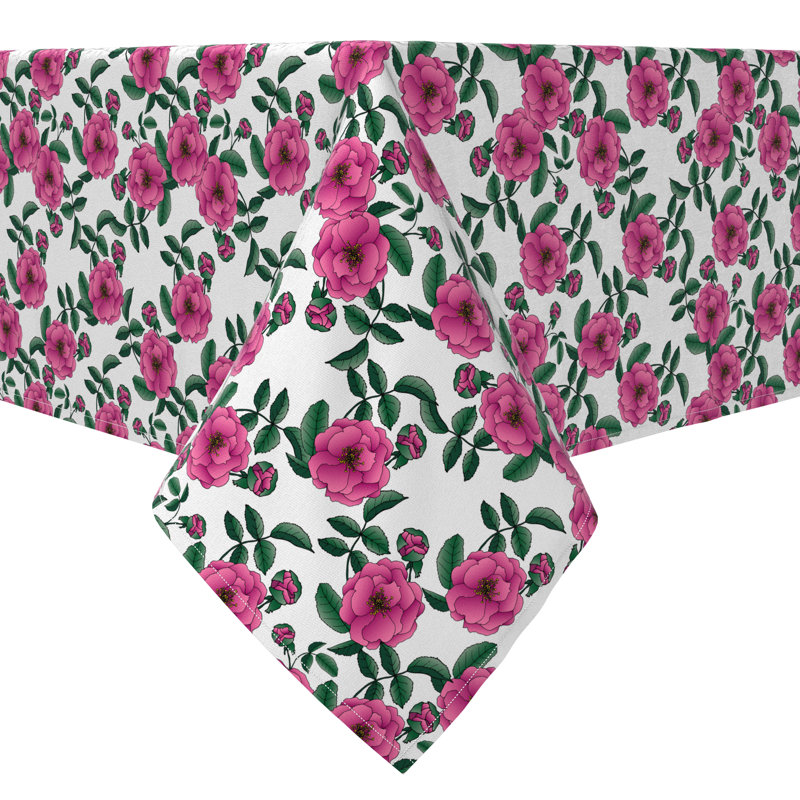 Rectangular Floral Cotton Twill Tablecloth