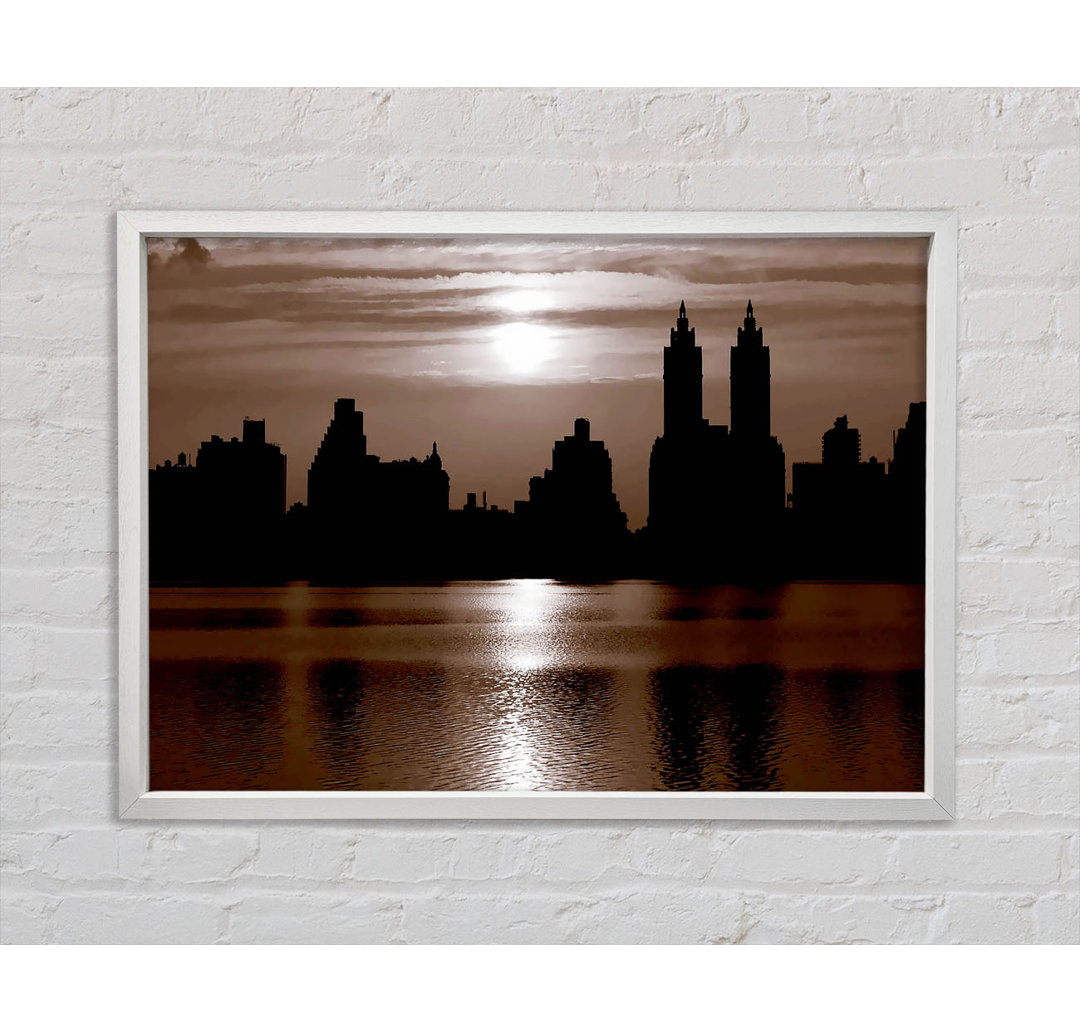 Nyc Brown Skyline - Einzelner Bilderrahmen Kunstdrucke auf Leinwand