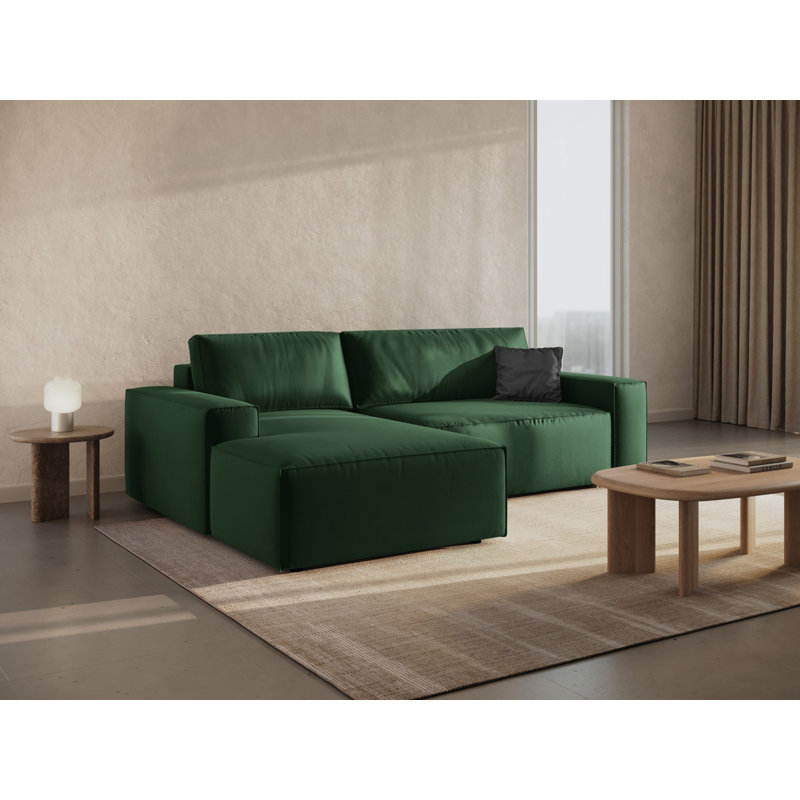 Alisbha 3 Seater Sofa Bed, Bottle Green, Velvet, Left-Hand Facing
