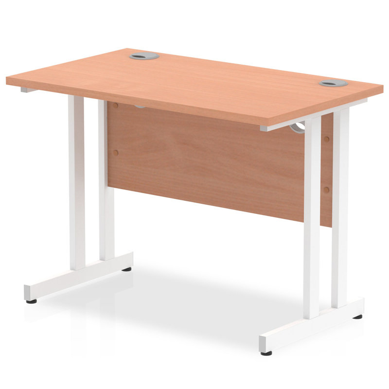 Ladajah Metal Base Computer Desk, Walnut, 73cm H x 100cm W x 60cm D, White