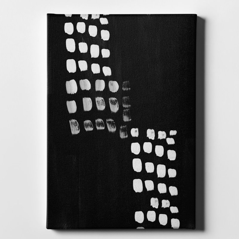«Black and White Abstract» par Linda Woods, art mural sur toile, H 26 po x l 18 po