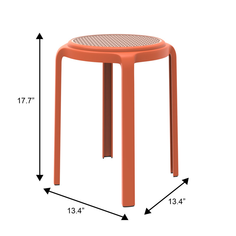 Tabouret rond en plastique empilable Alysoun, Orange