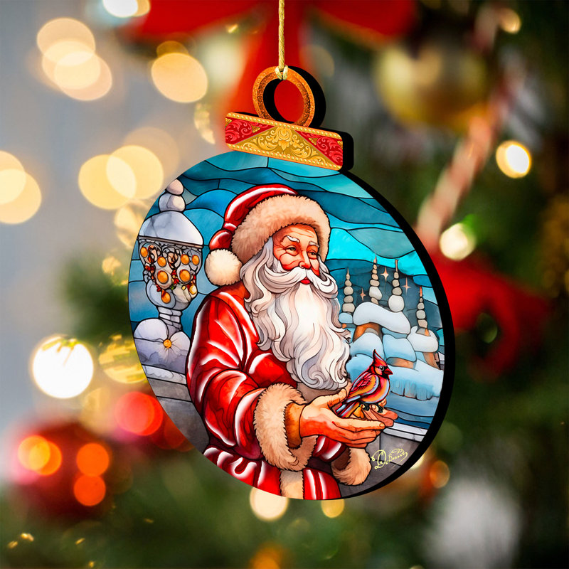 Père Noël avec des décorations de Noël en forme de cardinal rouge par Debrekht