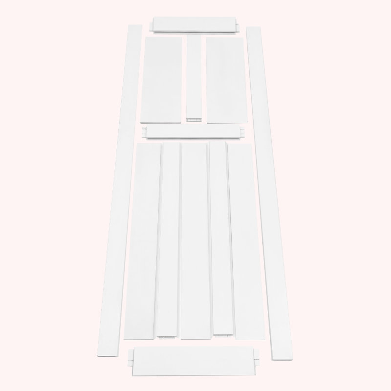 Modern 84" Five Panel Real Primed Door Slab with 6.6FT Sliding Hardware, Adjustable Floor Guide, Moisture-proof - Easy DIY Installation & Double-Layer Packaging Protection