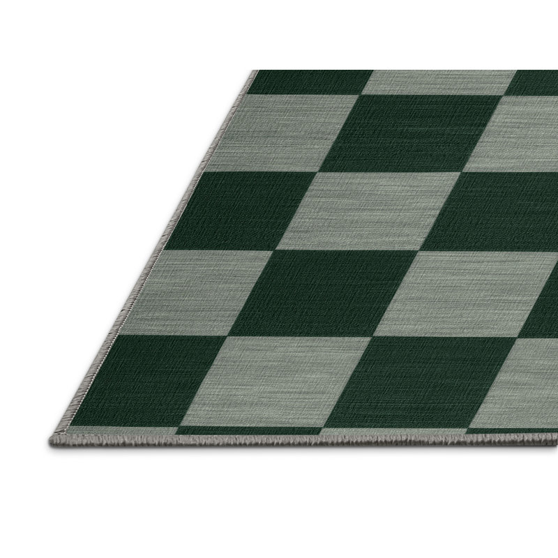 Tapis vert à carreaux lavable à la machine, Carré 7 pi