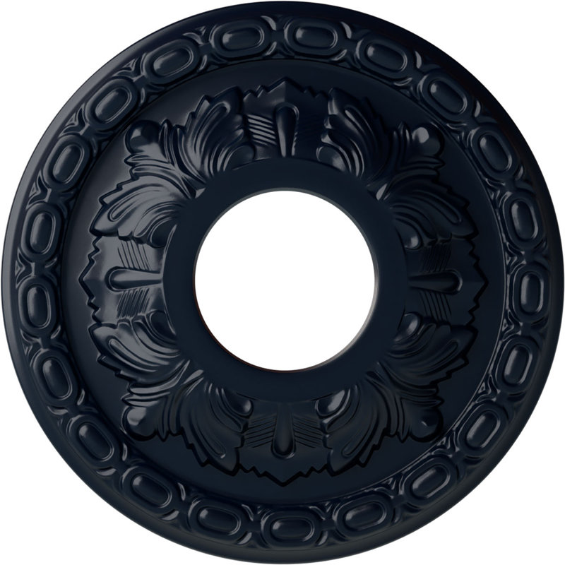 Médaillon de plafond Endurathane Helene, DE 11 7/8 po x P 3 5/8 po x P 7/8 po (convient aux auvents jusqu'à 5 1/4 po), finition perle noire peinte à la main