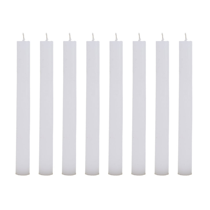 Ensemble de 8 chandelles effilées à la main blanc mat 8 pièces, Blanc