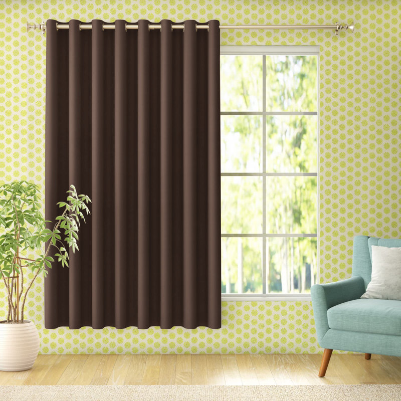 Polyester Room Darkening Noise Reducing Sliding Panel, Chocolate