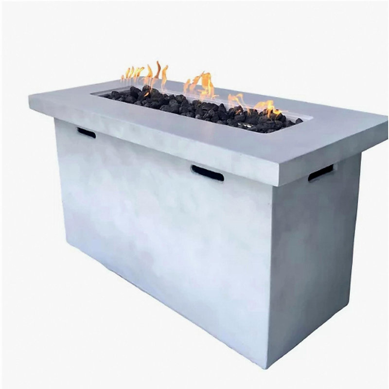 Fiber Reinforced Concrete Propane Outdoor Pit Table, Natural/White