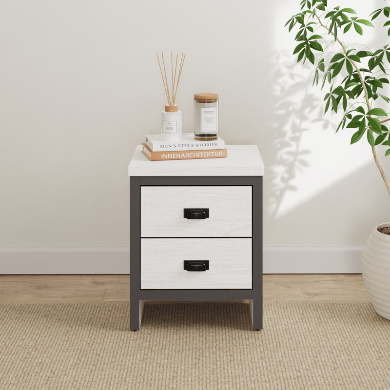 Alahia 43cm W Particle Board / Chipboard Bedside Table, White