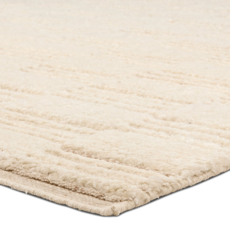 Tapis blanc à motif géométrique noué à la main Kern Totto, Rectangle 6 pi x 9 pi