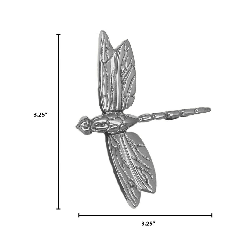 Dragonfly In Flight Push Button Doorbell, Nickel Silver