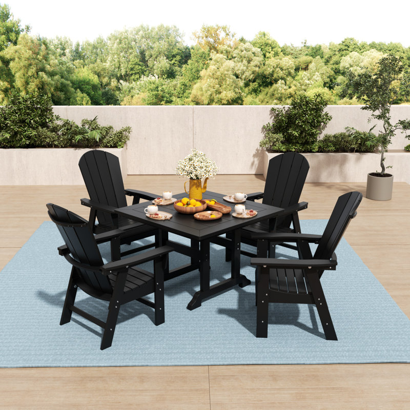 Laguna Square Outdoor Dining Table With Umbrella Hole , 43'' in. W 43'' in. D, Black