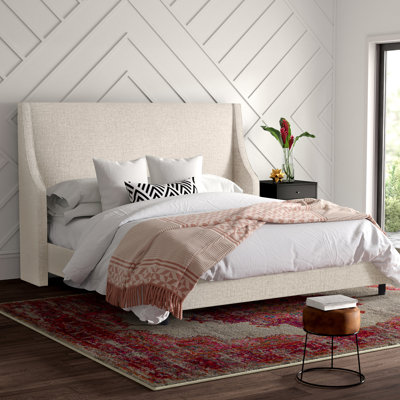 Bernadine Upholstered Unfinished Wingback Bed