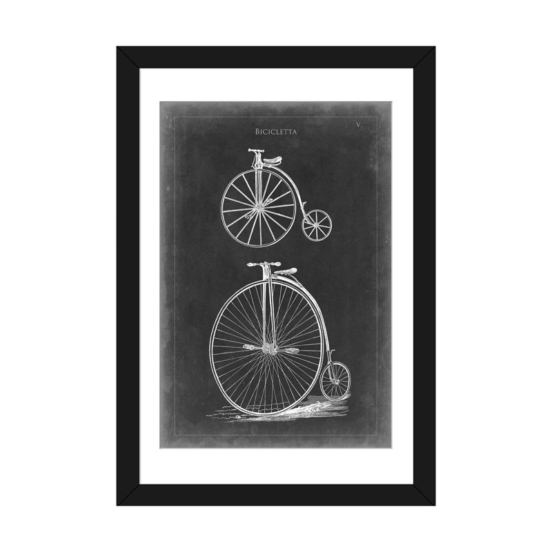 « rétro bicyclettes i », reproduction d’impression sur toile tendue, H 24 po x l 16 po x P 1 po, Papier d'art encadré noir