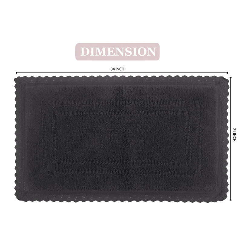 Opulent Absorbent Cotton Soft Bath Rug, 21" W x 34" L, Gray