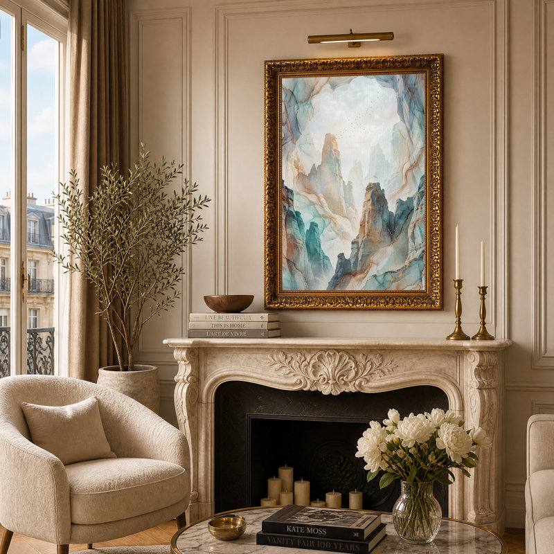 «Blue Marble Rock Spires and Gold Veins», art mural sur toile, H 24 po x l 16 po