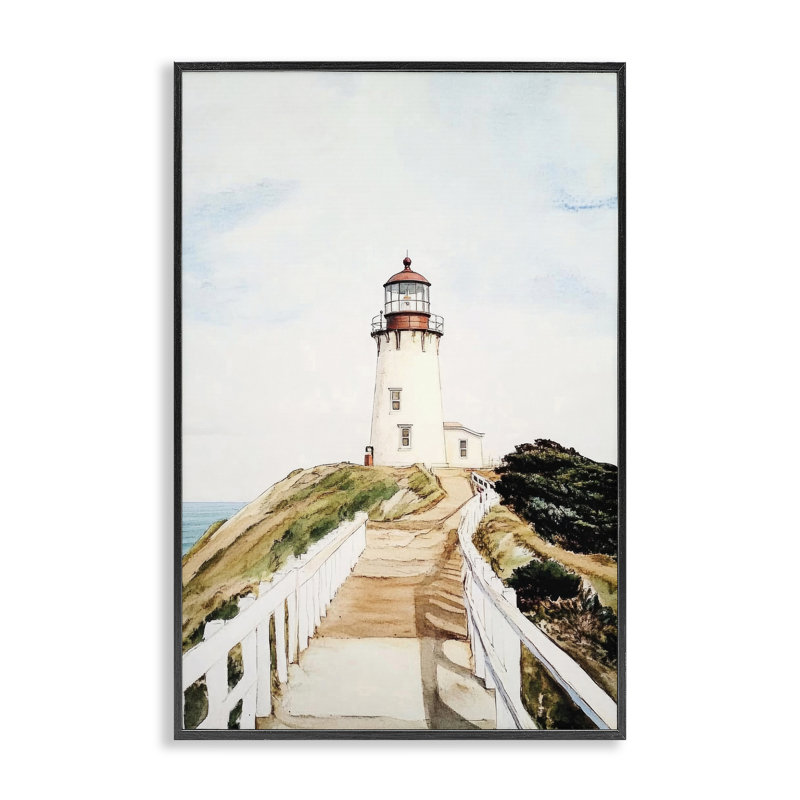 Giclée encadrée traditionnelle du sentier du phare, design par Sissi et Seb, H 30 po x l 20 po, Giclée encadrée noir minuit