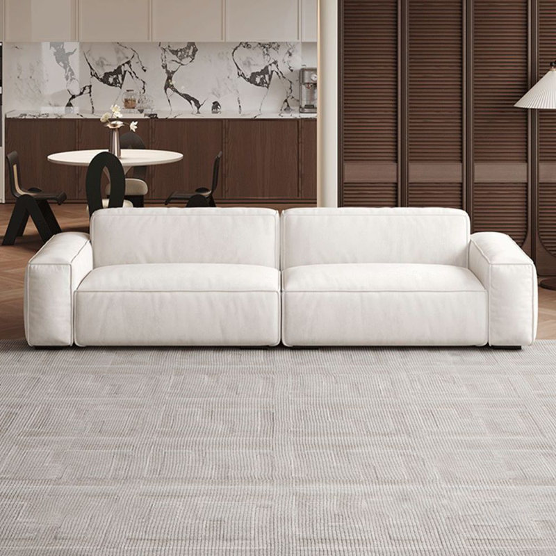 Canapé modulaire en polyester blanc crème, H 28,74 po x l 110,24 po x P 38,58 po, 4, Blanc crémeux