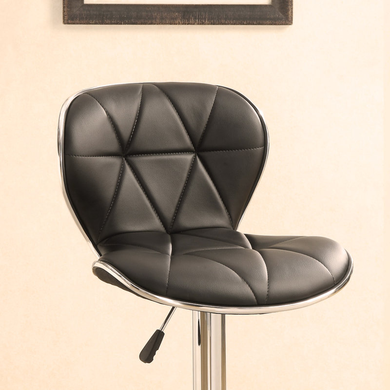 Ensemble de 2 tabourets de bar réglables en polyuréthane noir, chrome