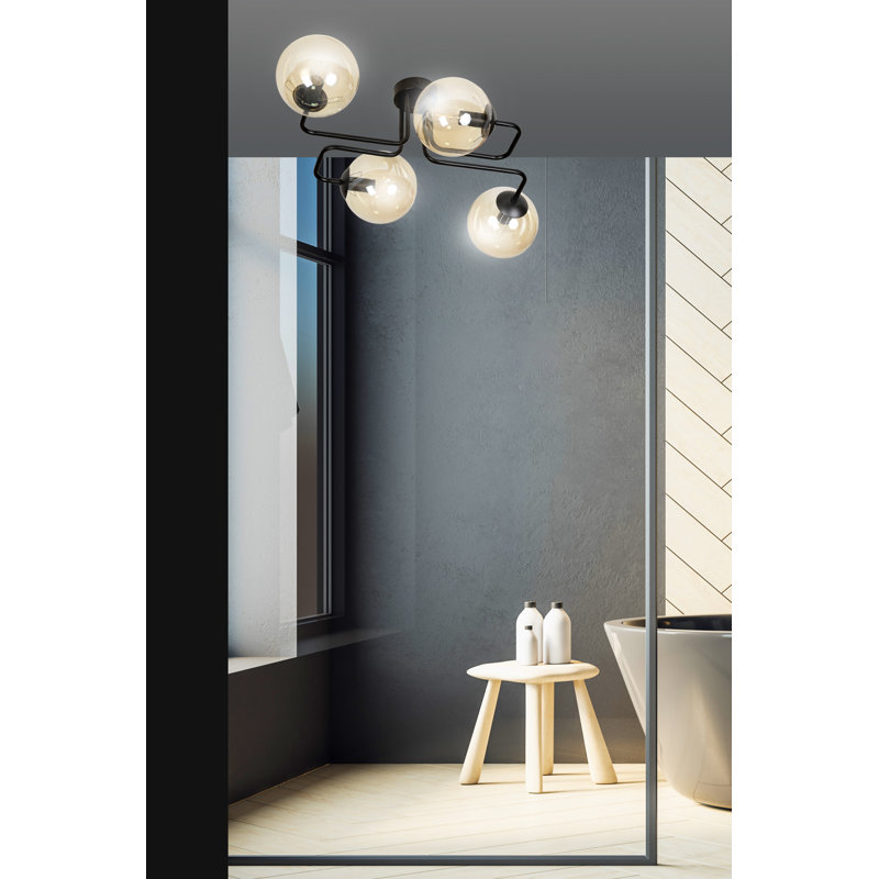 Cadesia Glass Semi Flush Mount, Amber