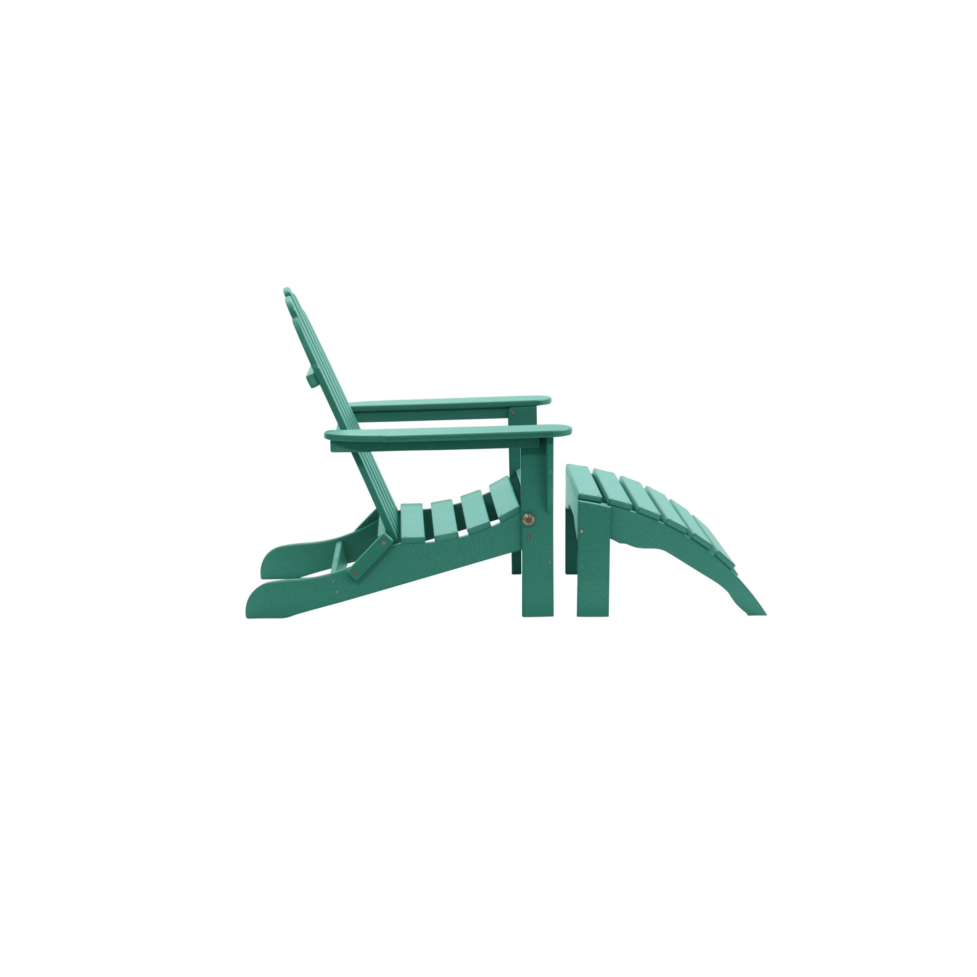 Leighton Foldable Outdoor Adirondack Chair With Ottoman, Aruba