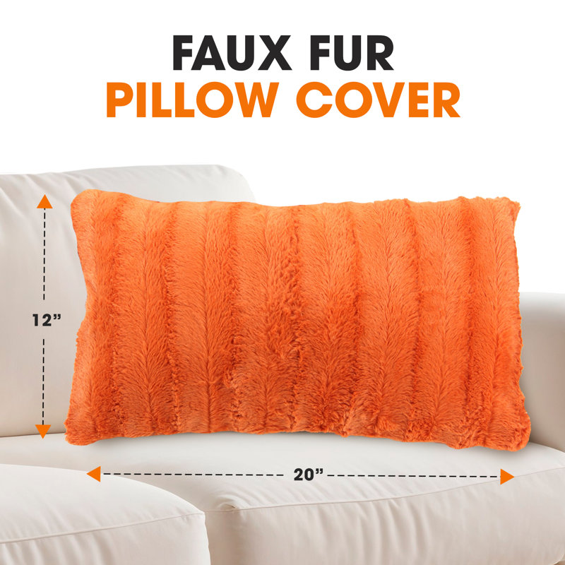 Tsuguko Faux Fur Pillow Cover, Rust