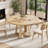 47 Inch Round Dining Table for 4-6 People, Round Kitchen Table with Sturdy Cross-Shaped Base & Adjustable Foot Pads, Circle Dining Table for Kitchen, Dining Room(Table Only), Natural-118571327